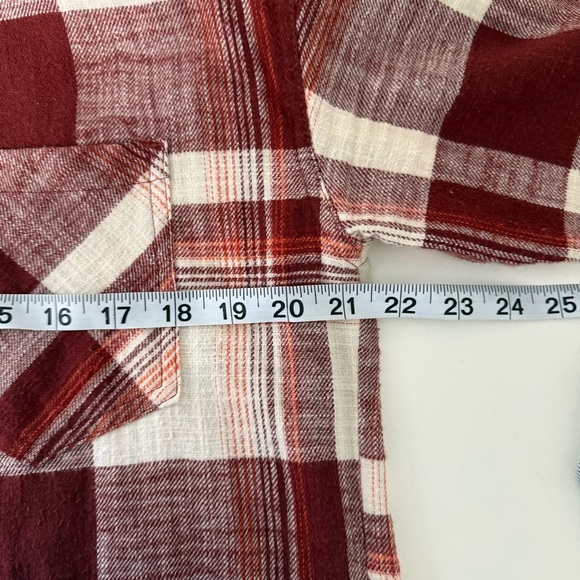 Maurices Cabin Plaid Button Down Boyfriend Fit Shirt Red Cream Medium Women’s - Picture 7 of 11